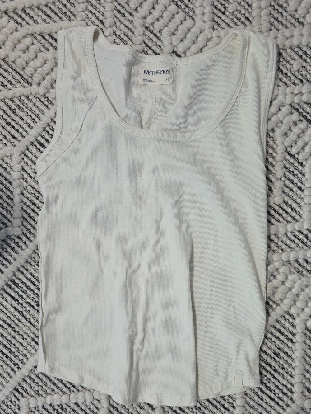 We The Free Off-White Ribbed Scoop Tank